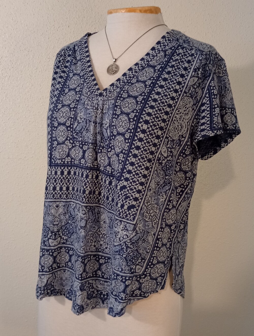 Denim Blue Multi-pattern Boho Top from Lucky Brand